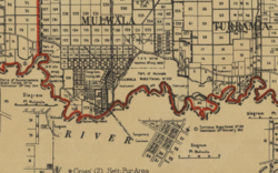 "Yarrawonga Island" as shown on the 1922 map of Denison County, claimed by the Murray River Exclaves Territory.