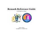 Cover page of the Remark Reference Guide, 11 November 2020