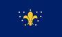 The third flag of the United Democratic Republic of Mackinac. The Fleur De Lis stands for the history of the nation, and the 11 stars for the 11 townships the country was formed from. (July 2016-September 2017)