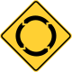 Circular intersection warning (traffic circle or roundabout)