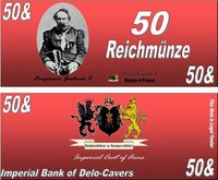 Norton on a 50 Reichmunze banknote