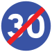 End of minimum speed (30 km/h)
