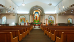 The interior of St Anne's Roman Catholic Church, attended by residents of Bregusland, 2020