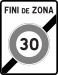 End of speed limit zone (30 km/h)