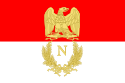 A red and white flag defaced with a Napoleonic eagle and insignia