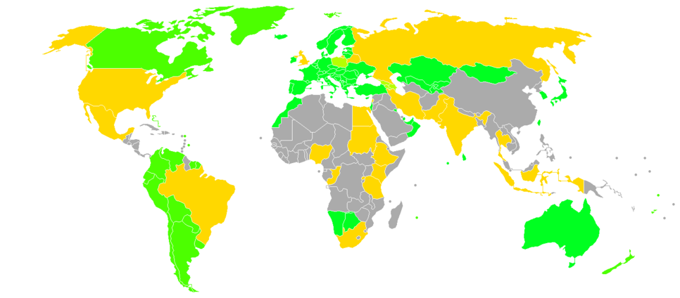Visual representation of the visa policy of Caelesta.