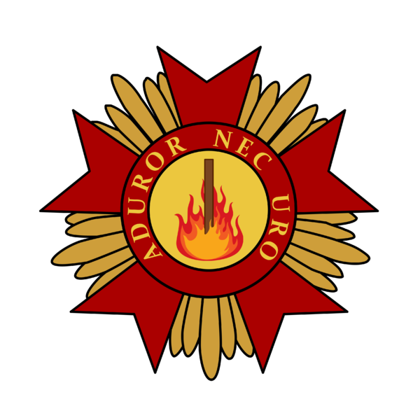 File:Order of St Polycarp - badge with flames blue star.png