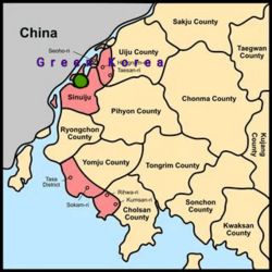 Location of Green Korea in the North Pyongan Province