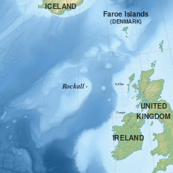 Topographic map centred on Rockall