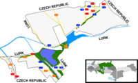 A map of West Yorkshire with black lines dividing the area into irregular shapes