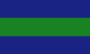 The first Mackinac Flag, with blue for the lakes and sky, with a green stripe in the middle for the Mackinac Bridge and the land. (December 2015-May 2016)