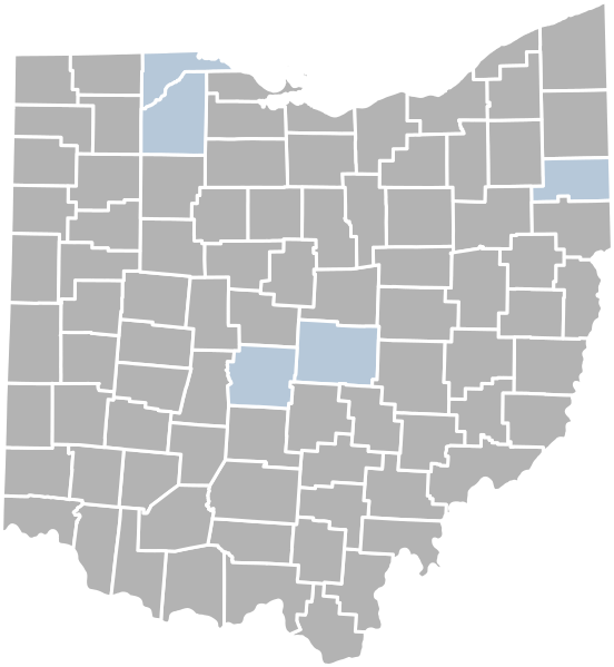 File:County map of locations of members of the Congress of Ohio Micronations.svg