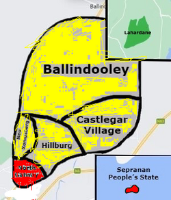 Reichskommissariat Balina (In Yellow): Areas annexed to Roscamistan (In Red)
