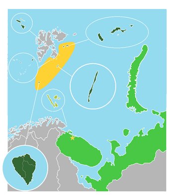Location of Easway Free Realm in dark green Displaced Territories in light green