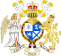 Arms of the Monarch overlapped by the Order of Queensland Friendship