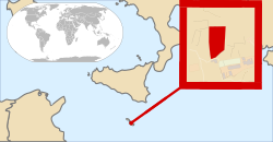 Map of Xagħra Territory claim, with respect to Europe.