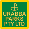 The name of Urabba Parks below a Urabbaparcensian Cross in gold on a green background with a gold border