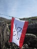 The flag of the Confederation flying at Dooneen Cove Island.
