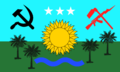 The flag of Baffin-Tinakula, an autonomous region claimed from the Solomon Islands. It features a symbol of the gun, used in the Mozambique flag which happens to be one of the least developed and most unstable nations in Africa, and the world.