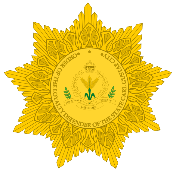 File:Order of the Loyalty Defender of the State Carl Gustaf City - Badge.svg